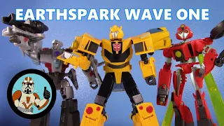 Earthspark has a pretty solid (but slightly floopy) start! Deluxe Wave 1 Bumblebee, Megatron, Twitch