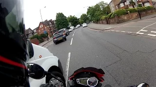 Closest Near Miss on motorcycle I had!! No ones fault. Sorry for sound sync and language