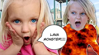 ESCAPE the LAVA MONSTER at a Park! The Floor is Lava