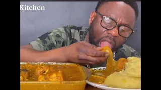 ASMR FUFU WITH OGBONO SOUP ASSORTED MEATS AND FISH AFRICAN NIGERIAN FOOD MUKBANG
