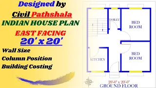 20*20 Home Plans | 400 sq ft makan ka naksha | 2 bhk house design for village