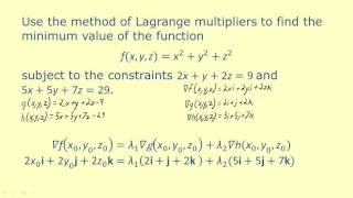 LO 109 Use Lagrange multipliers to find maximum and minimum values of a function with two constraint