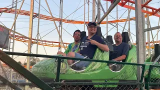 Brendan, Jared, and me on Python coaster at Bluegrass Fair (off-ride) (June 17th, 2022)