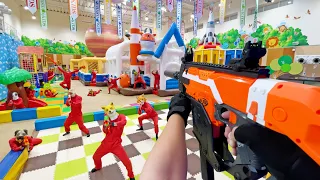 Nerf War | Amusement Park Battle 45 (Nerf First Person Shooter)