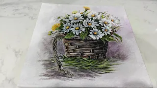 Flower Basket _ Acrylic Painting ||Step-by-Step Tutorial