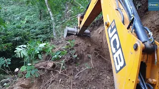 Hilly Narrow Rough Road Construction-JCB Backhoe Loader-Skillful Operator