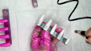 Barbie nails part 1: airbrush ombré pink white nails