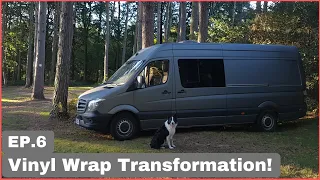 Vinyl Wrap Transforms Our Van! | Ep6 | Sprinter Camper Van Conversion