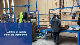 Ergonomic repair line for euro - pallets