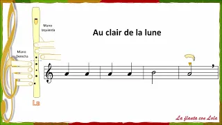 AU CLAIR DE LA LUNE. Flauta dulce con posiciones y fononimia.