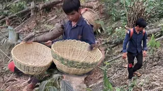An orphan, he gathered cassava and weaved it with bamboo