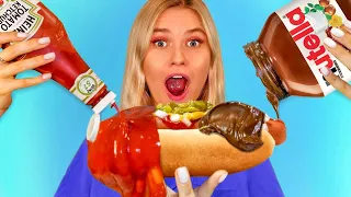 WEIRD Food Combinations People LOVE! *HOT DOG & NUTELLA* Yummy Food Challenge by QWE girls