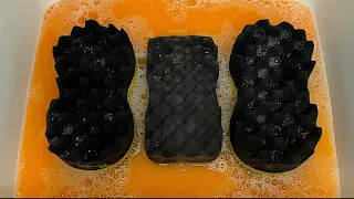 {ASMR} ORANGE 🍊 w/ BLACK SPONGES 🖤 SQUEEZING | RINSE