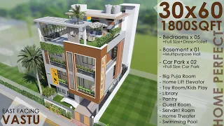 30X60 feet | 1800 sqft | East Facing Luxurious House Tour | 9X18 Meter Design with Vastu | ID-122