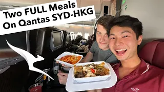 QANTAS Serve So MUCH FOOD! (A380 Economy Class to Hong Kong)