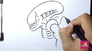 How to Draw Xenomorph Easy Step by Step