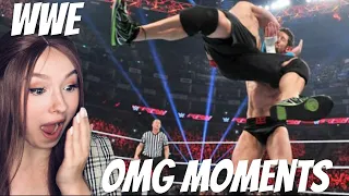 Girl Watches WWE - OMG Moments REACTION!!!