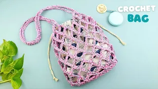 How to Crochet Net Bag, You can apply this Crochet Mesh Bag to Crossbody Bag look so lovely.