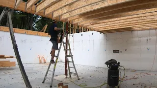 ICF home LVL ledgers and I-joist install with Simpson