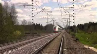 Russian train Sapsan at high speed höghastighetståg Sapsan