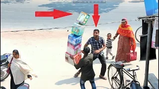 Gravity Box Prank With Public - falling boxes prank With Crazy Reaction #dhamaka_furti