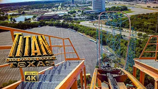 2022 Titan Roller Coaster On Ride Front Seat 4K POV Six Flags Over Texas