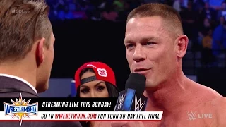 John Cena and Nikki Bella storm onto "Miz TV": SmackDown LIVE, March 28, 2017