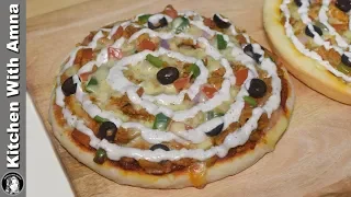 Shawarma Delight Pizza Recipe on Tawa and Patila - Without Oven Pizza Recipe - Kitchen With Amna