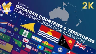 Authentic Oceanian Countries & Territories Flag Transformation Animation (2K)