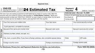 IRS Form 1040-ES walkthrough (Estimated Tax Voucher)