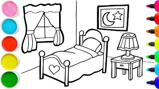 Dạy Bé Vẽ Và Tô Màu Phòng Ngủ - Cara Menggambar dan Mewarnai Kamar tidur