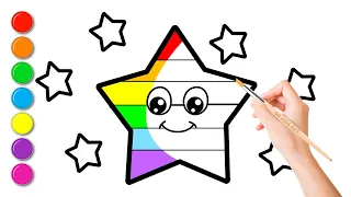 How To Draw Rainbow Star! Easy Drawing, Painting & Coloring for Kids!