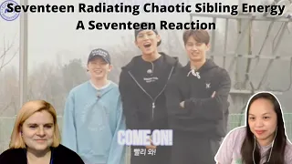 Two women reacting to Seventeen Radiating Chaotic Sibling Energy | A Seventeen Reaction