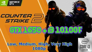 Counter-Strike 2 Beta GTX 1650 + i3 10100F - Low, Medium, High, Very High Settings - 1080p Benchmark