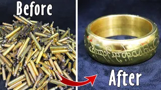 Casting Ring of Power -Trash to treasure . Melting cartridge case - ASMR brass casting