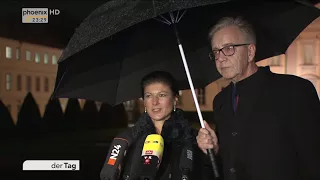 Sahra Wagenknecht und Dietmar Bartsch nach ihrem Besuch beim Bundespräsidenten am 27.11.17