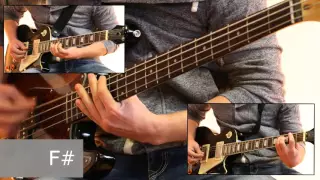 Как играть на бас гитаре Марионетки - Король и шут  ( видеоурок Guitar riffs) + табы