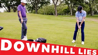 How to hit IRONS from a DOWNHILL LIE