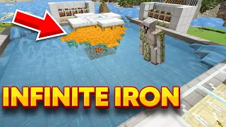 Minecraft Bedrock Tutorial: Simple Infinite Iron Golem Farm | 400+ Iron/houur | Minecraft Iron Farm