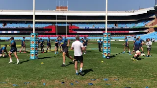 Springboks do passing drill at captain's practice