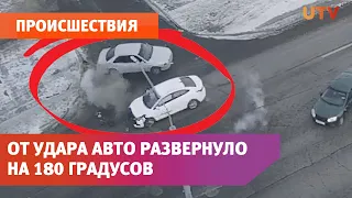 От удара авто развернуло на 180 градусов. ДТП в Оренбурге