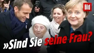 100-Jährige fragt Merkel, ob sie Macrons Frau ist 🤣