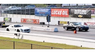 Mercedes-Benz SLS AMG vs Chevy Corvette LS2 | 1/4 mile