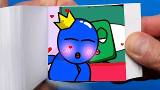 😱Blue and💚 Green💚 Kissing 😱Rainbow Friends FlipBook 📗 😍