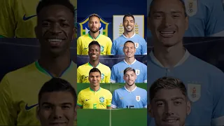 BRAZIL TRIO VS URUGUAY TRIO🤩🔥(NEYMAR, SUAREZ, VINICIUS, NUNEZ)#shorts #fyp