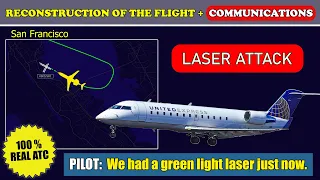 LASER ATTACK on final | SkyWest Airlines CRJ-200 | San Francisco, ATC
