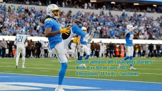 Quentin Johnston Week 10 Every Target and Catch Los Angeles Chargers vs Detroit Lions NFL 2023