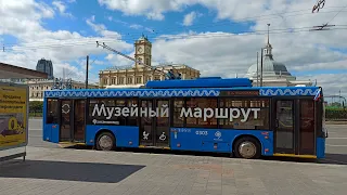 Поездка в троллейбусе Т. Московский аттракцион. Май 2024. Вид на площадь трёх вокзалов