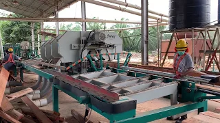 Wood-Mizer SLP line in Malaysia resawing Eucalyptus pellita