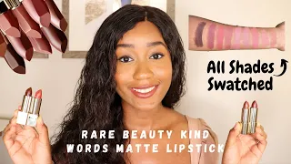 NEW RARE BEAUTY KIND WORDS MATTE LIPSTICK SWATCHES | ALL SHADES SWATCHED | TRY ON & REVIEW
